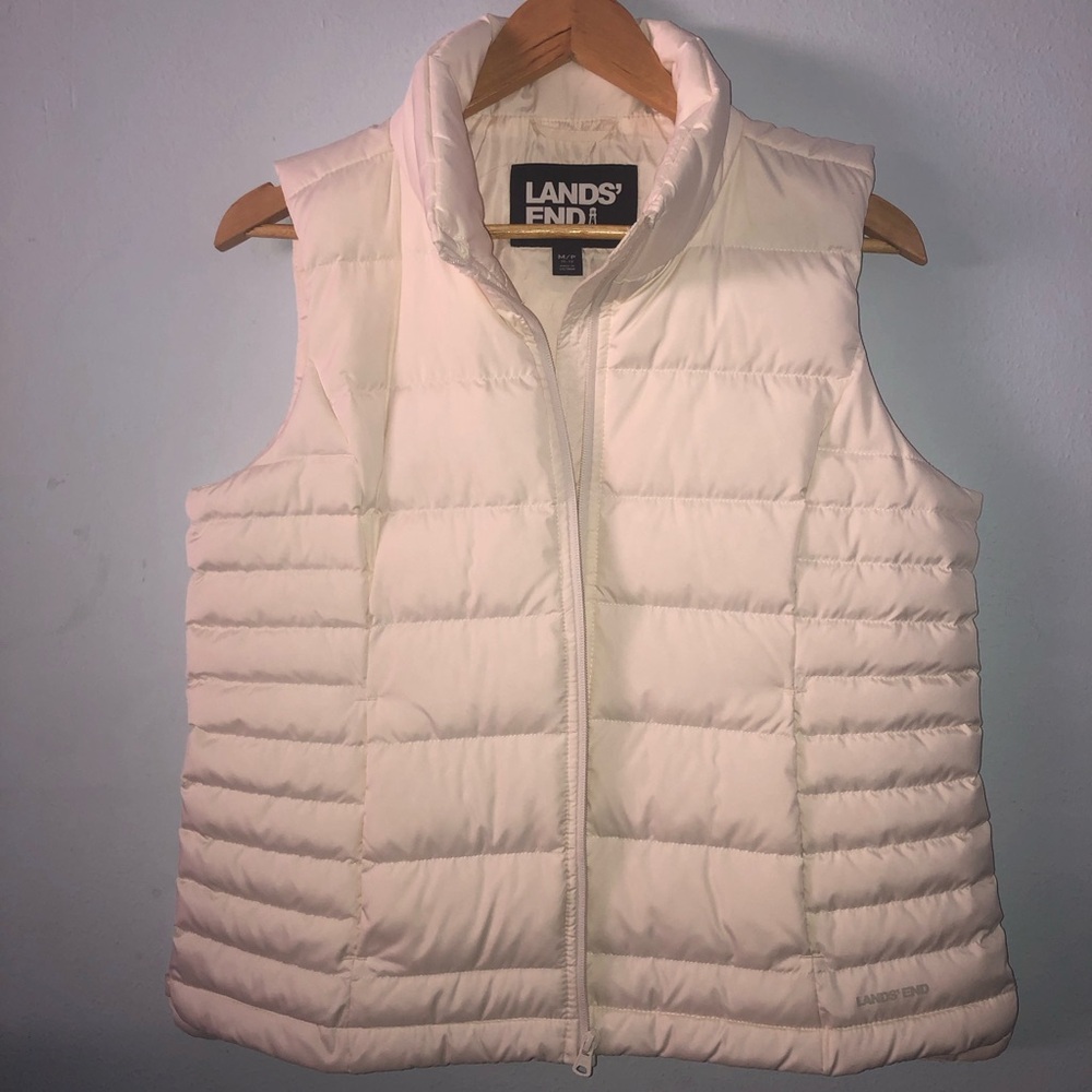Lands' End Off-White Puffer Vest